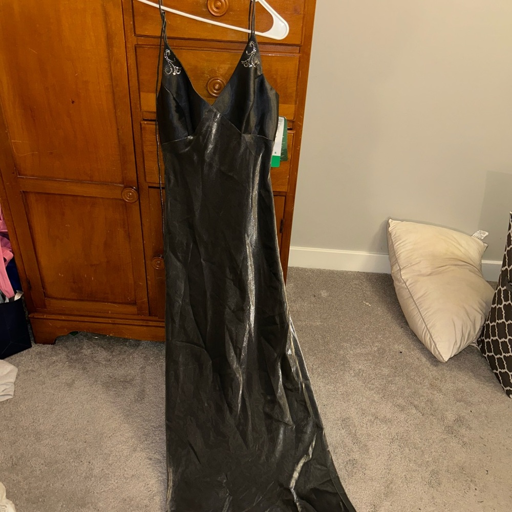 Elegant Silver Satin Dress